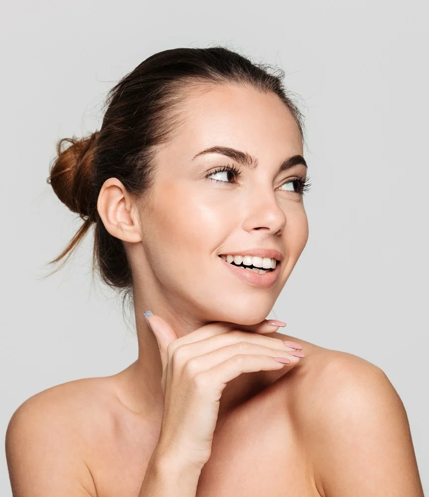 Happy Woman after received brow waxing service