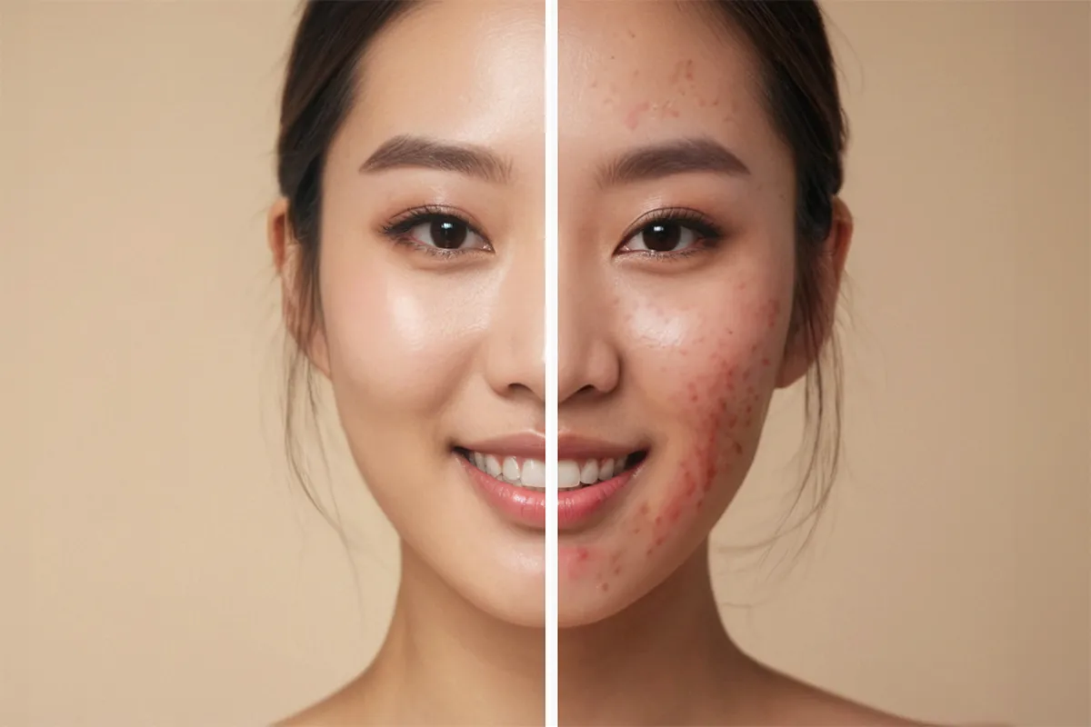 Acne before and after results showing clearer skin